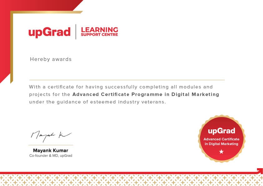 Sample Accelerated Digital Marketing Certificate for Accelerated Digital Marketing Certification Program